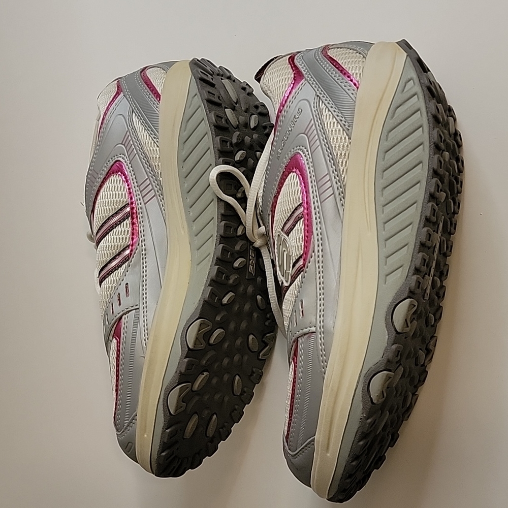 Skechers shape ups size 8 pink and grey gently used.
